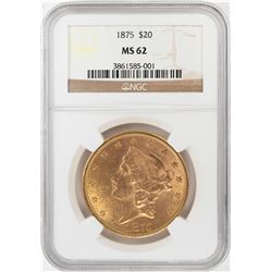 1875 $20 Liberty Head Double Eagle Gold Coin NGC MS62