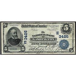 1902 DB $5 National Bank of Washington, DC CH# 3425 National Currency Note