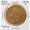 Image 1 : 1876-S Liberty Head $20 Double Eagle Gold Coin