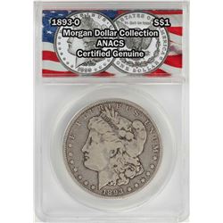 1893-O $1 Morgan Silver Dollar Coin ANACS Certified Genuine