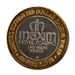 .999 Silver Maxim Hotel & Casino Las Vegas, NV $10 Limited Edition Gaming Token