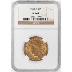 1909-D $10 Indian Head Eagle Gold Coin NGC MS63