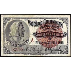 1893 World's Columbian Exposition Ticket Washington
