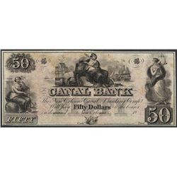 1800's $50 Canal Bank New Orleans Obsolete Note