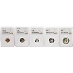 1964 (5) Coin Proof Set Graded NGC PF68
