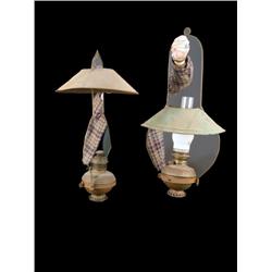2 Country Store kerosene lamps with shades