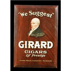 Vintage Girard Cigars beveled edge large tin litho sign