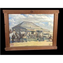 Wood framed  "Pearl Beer"  cardboard adv