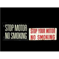Lot of 2;  Stop Motor / No Smoking tin signs