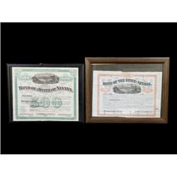 Lot of 2 framed  Old Nevada State Bonds