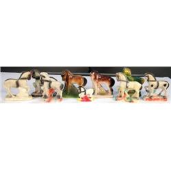 Lot of 9 smaller Chalk Horses from a Carnival