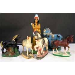 Lot of 6 larger Chalk Horses from a Carnival