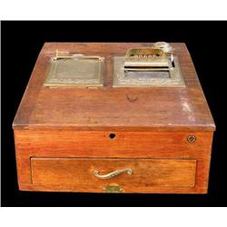 Old Dove-tailed Oak Cash Drawer w/ brass trim