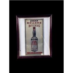 Framed  "Braems Bitters"  tin sign   circa 1910