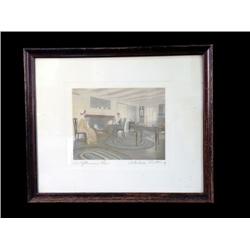 Framed original  Wallace Nutting litho  "Afternoon Tea"