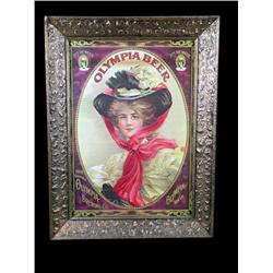 Framed Olympia Beer Girl in a Copper frame