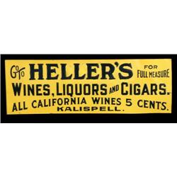 "Go to Hellers" Wine-liquor and cigars  tin sign