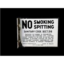 Double Sided NYC Porcelain Flange Sign