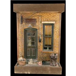 Early Street Scene, Diorama w figure standing in door