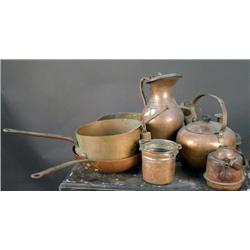 Box of Copper cooking ware   (pots & pans)