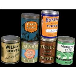 Lot of 6 - 1 lb. tin litho coffee tins