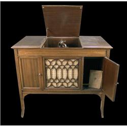 Thos Edison  Console record player w/ original p/work