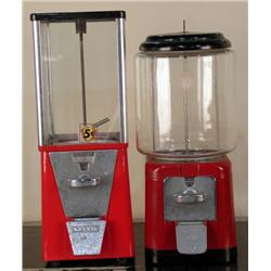 Lot of 2 red gumball machines