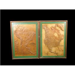 Pair of Classroom Relief Maps of No. & So. America