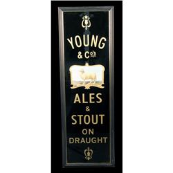 Young & Co's  Ales  glass sign   1970's