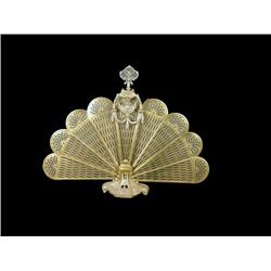 Victorian  solid brass  folding fan fireplace screen