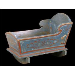 Childs'  early painted Doll Cradle