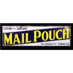 3 Color porcelain sign: Long Chew or Smoke Mail Pouch