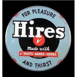 New Old Stock  "Hires"  round sign  blue background