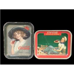 Lot of 2 Coca-Cola serving trays