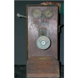 Antique oak wall phone -  unrestored