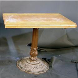 2 Heavy Oak Tables with cast-iron  ornate bases