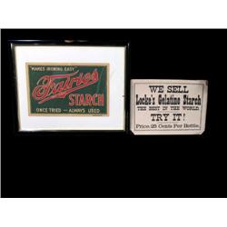 Lot of 2 early ad pieces: "Fairies Starch" cloth sign