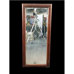 Beveled glass wall mirror in oak frame - Mission Style