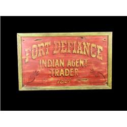 "Fort Defiance"  wood sign