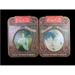2 Large  Coca-Cola wall plaques & 9 Misc Trays