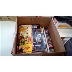 BOX OF MANUALS, NASCAR, COMIC BOOKS
