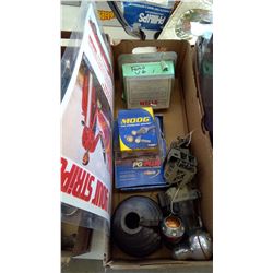 LOT OF SHIFTER KNOBS, AUTO ACCESSORIES, TWO ADVERTISING PIECES