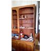 Image 2 : OAK OFFICE SHELVING UNIT (MISSING GLASS) 98"H, 97.5"W, 23"D