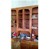 Image 3 : OAK OFFICE SHELVING UNIT (MISSING GLASS) 98"H, 97.5"W, 23"D