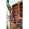 Image 4 : OAK OFFICE SHELVING UNIT (MISSING GLASS) 98"H, 97.5"W, 23"D