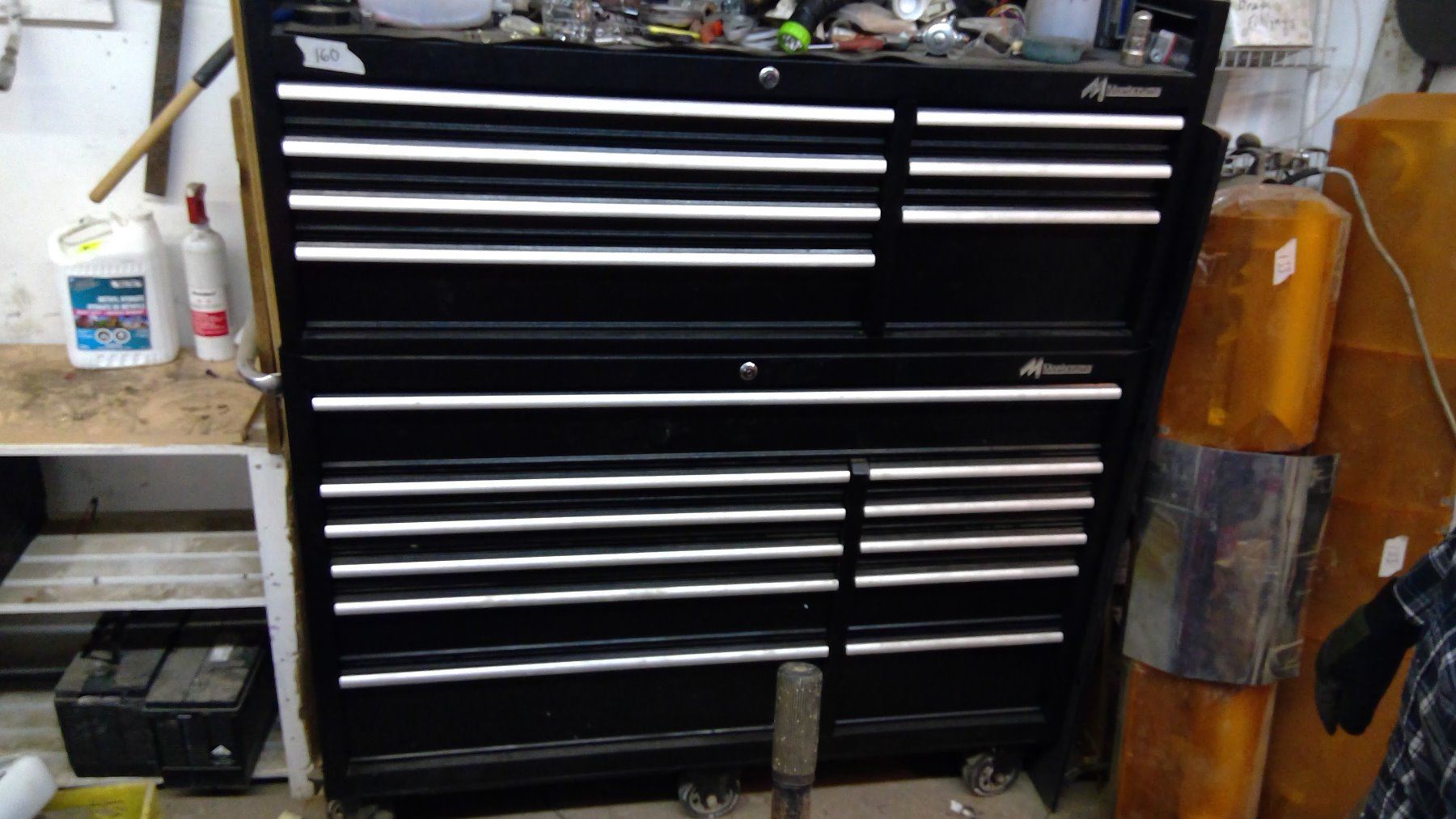 'MONTEZUMA' TWO PIECE TOOL BOX WITH TOOLS 56X63X20"