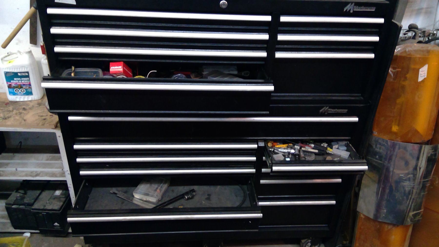 'MONTEZUMA' TWO PIECE TOOL BOX WITH TOOLS 56X63X20"