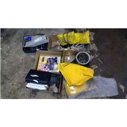 5 Boxes of Miscellaneous Items (Car Magazines, Rain Suit. Manuals)