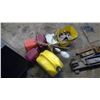 Image 1 : 4 Gas Cans, Lamp & Pail of Fuses