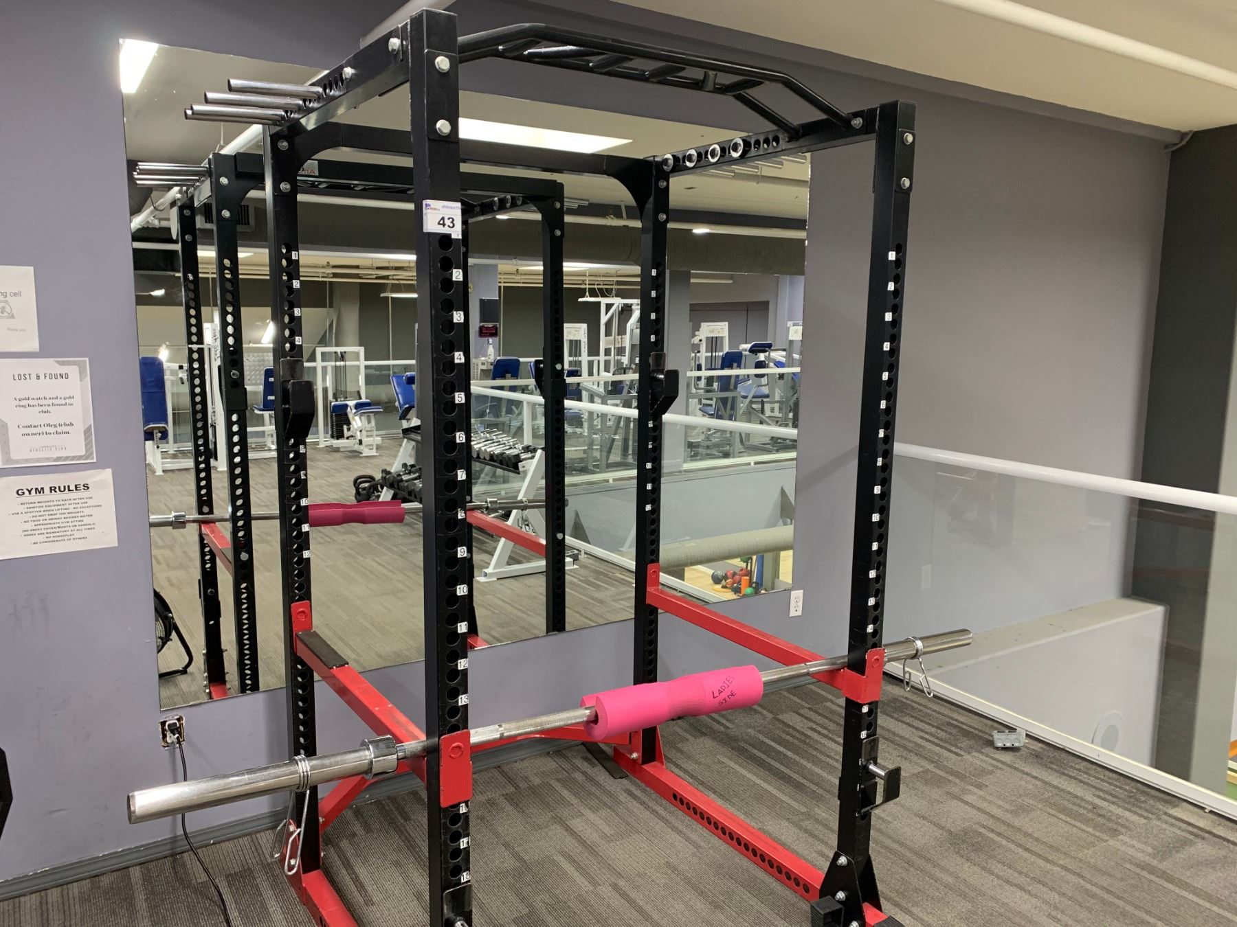 AM STAFF ADJUSTABLE SQUAT RACK WITH BAR & PINK PROTECTOR